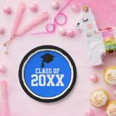 Blauwe en zwarte-jaarscolleur papieren bordje (Feest)