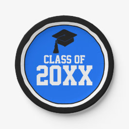 Blauwe en zwarte-jaarscolleur papieren bordje