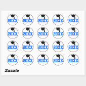 Blauwe en zwarte-jaarscolleur ronde sticker (Vel)