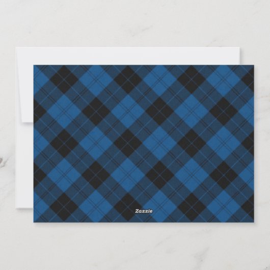 Blauwe en zwarte kerstfoto van Tartan Feestdagenkaart (Achterkant)