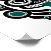 Blauwe en zwarte kikker van de Haida-boom Poster (Hoek)