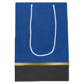 Blauwe en zwarte kunstlederen combinatie medium cadeauzakje (Achterkant)