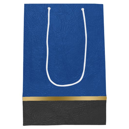 Blauwe en zwarte kunstlederen combinatie medium cadeauzakje (Achterkant)