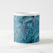 Blauwe en zwarte kwal grote koffiekop (Voorkant)
