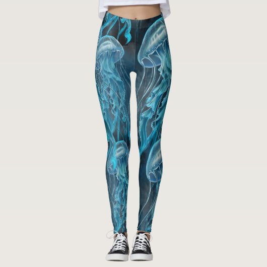Blauwe en zwarte kwal leggings (Voorkant)