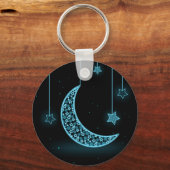 Blauwe en zwarte maan en sterren sleutelhanger (Voorkant)
