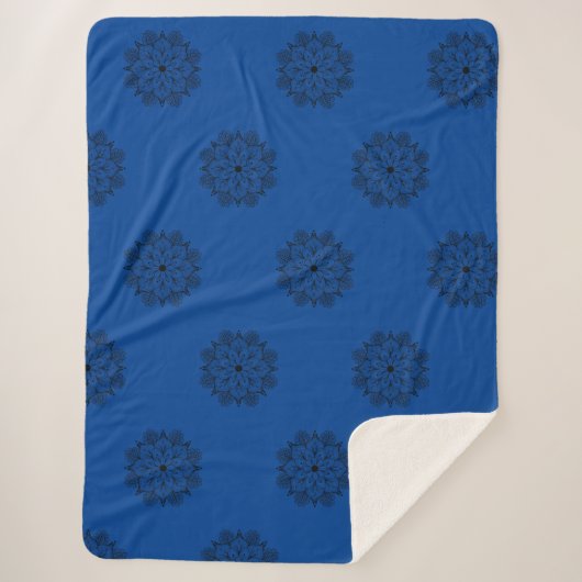 Blauwe en zwarte mandala Sherpa Blanket Deken (Voorkant)