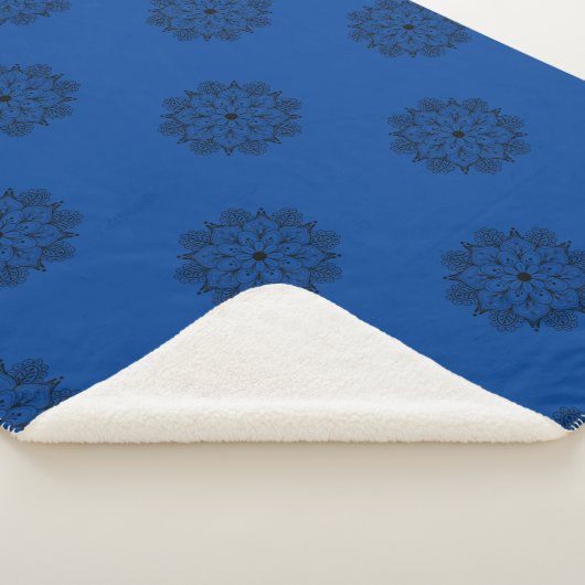 Blauwe en zwarte mandala Sherpa Blanket Sherpa Deken (3/4)