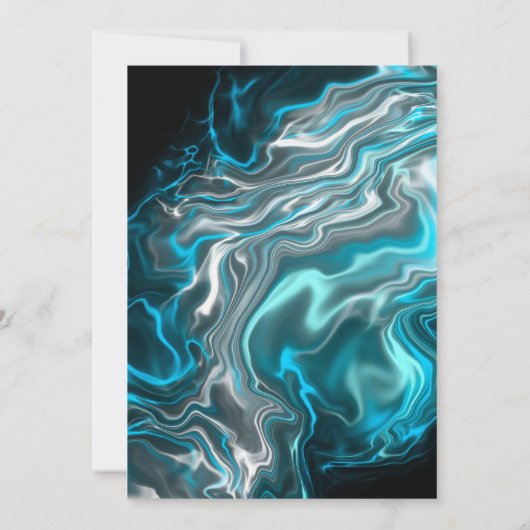 Blauwe en zwarte marmer Fluid Art Weddenschap Kaart (Achterkant)
