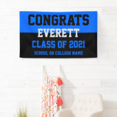 Blauwe en zwarte minimalistische graduatiepartij spandoek (Insitu)