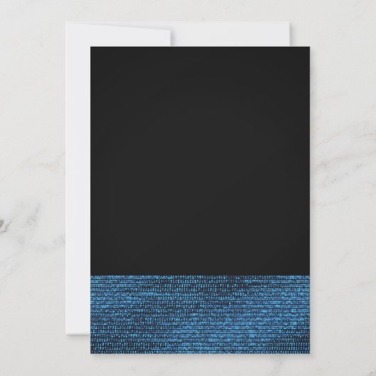 Blauwe en zwarte moderne Glam Sequins Party-uitnod Kaart (Achterkant)