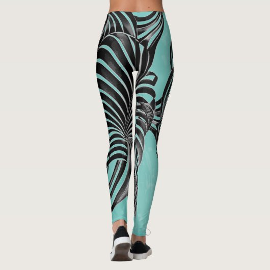 Blauwe en zwarte orca Striped Leggings (Achterkant)