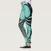 Blauwe en zwarte orca Striped Leggings (Links)