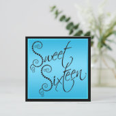 Blauwe en zwarte parels zoete zestien uitnodiging (Staand voorkant)