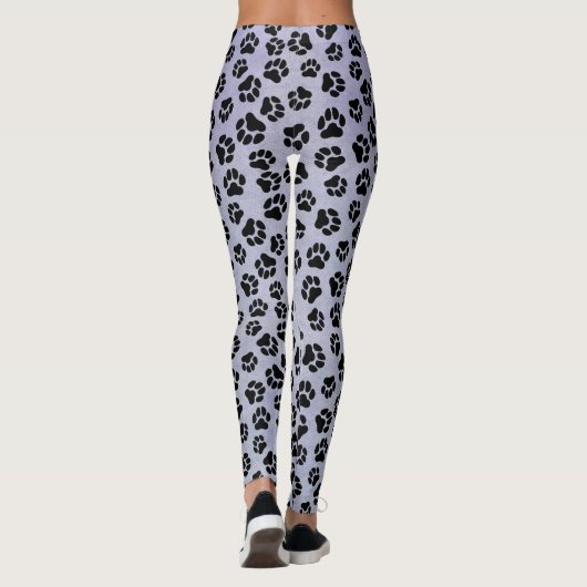 Blauwe en Zwarte Paw Print Leggings (Achterkant)
