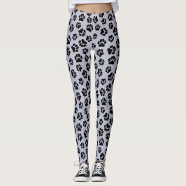Blauwe en Zwarte Paw Print Leggings