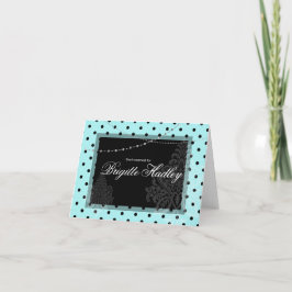 Blauwe en zwarte polka-stippen feestdagen kaart