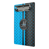 Blauwe en zwarte Poolse stippen - Monogram Mini Klembord (Angled2)
