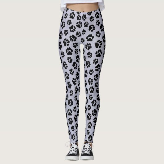 Blauwe en Zwarte Pootafdruk Leggings (Voorkant)
