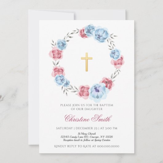 Blauwe en zwarte roze handboontje kaart (Voorkant)