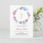 Blauwe en zwarte roze handboontje kaart (Staand voorkant)