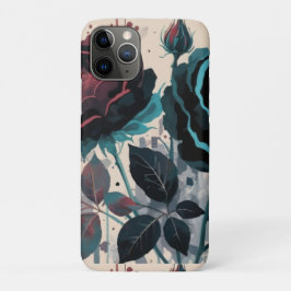 Blauwe en zwarte rozen Bloemen waterverven Case-Mate iPhone Case