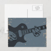 Blauwe en zwarte Rustige gitaarspeler Briefkaart (Voorkant / Achterkant)