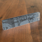 Blauwe en zwarte Rustige gitaarspeler Naambordje (Zijkant)