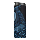 Blauwe en Zwarte Serieuze Uil Thermosbeker (Geroteerd rechts)