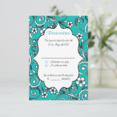 Blauwe en zwarte Spaanse Quinceañera RSVP-kaart Kaart (Staand voorkant)