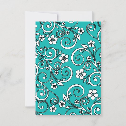 Blauwe en zwarte Spaanse Quinceañera RSVP-kaart Kaart (Achterkant)