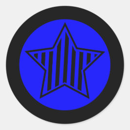 Blauwe en Zwarte Star Ronde Sticker
