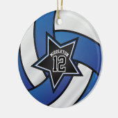 Blauwe en zwarte Star Volleyball 🏐 Keramisch Ornament (Links)