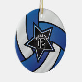 Blauwe en zwarte Star Volleyball 🏐 Keramisch Ornament (Rechts)