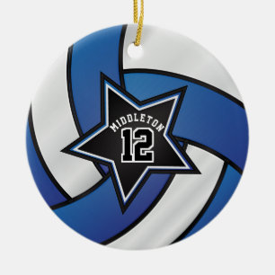Blauwe en zwarte Star Volleyball 🏐 Keramisch Ornament