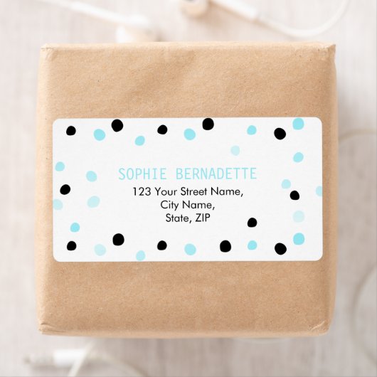 Blauwe en zwarte Stippen Etiket (Insitu)