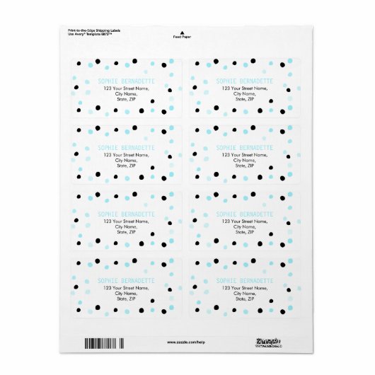 Blauwe en zwarte Stippen Etiket (Full Sheet)