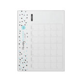Blauwe en zwarte Stippen Maandelijkse Planner Notitieblok (Linkerzijde)