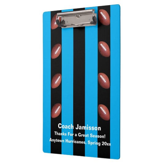 Blauwe en zwarte streep, Football coach, naam Klembord (Links)