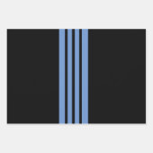 Blauwe en zwarte strepen inpakpapier vel (Voorkant 3)