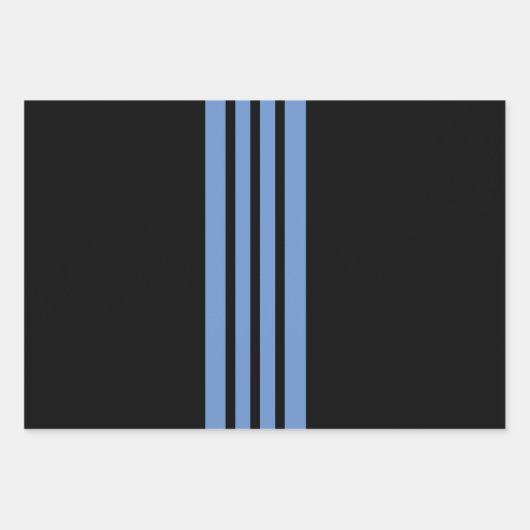 Blauwe en zwarte strepen inpakpapier vel (Voorkant 3)