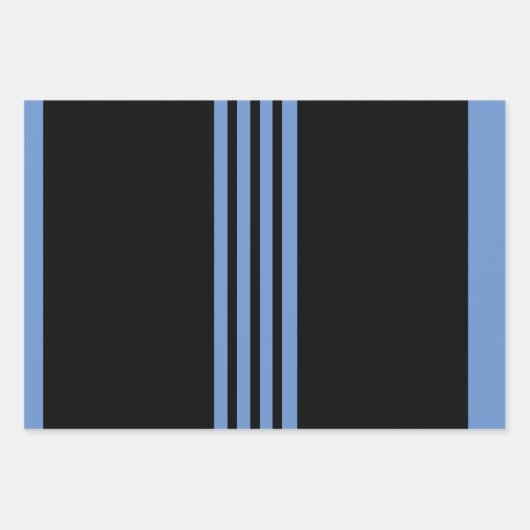 Blauwe en zwarte strepen inpakpapier vel (Voorkant 2)