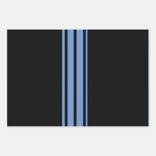 Blauwe en zwarte strepen inpakpapier vel (Voorkant)