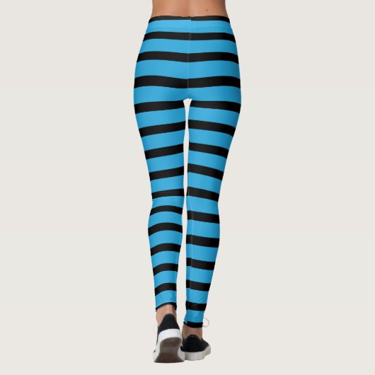 Blauwe en zwarte strepen leggings (Achterkant)