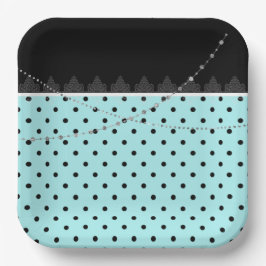 Blauwe en zwarte strepen papieren borden bordje