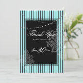 Blauwe en zwarte strepen Uitnodiging (Staand voorkant)