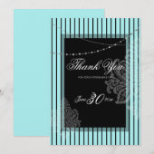 Blauwe en zwarte strepen Uitnodiging (Voorkant / Achterkant)