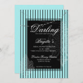 Blauwe en zwarte strepen Uitnodiging (Voorkant / Achterkant)