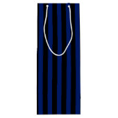 Blauwe en zwarte strepen van snoep wijn cadeautas (Achterkant)