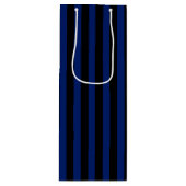 Blauwe en zwarte strepen van snoep wijn cadeautas (Voorkant)